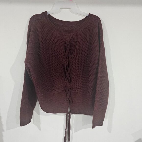 Ambiance Apparel size Large lace up back Purple sweater - Picture 3 of 4